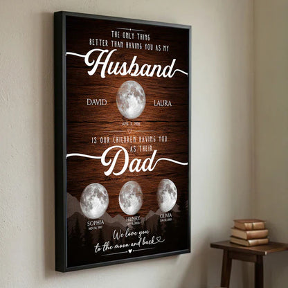 Personalized Moon Phase Poster, Unique Gift for Dad & Husband, Starry Family Wall Art