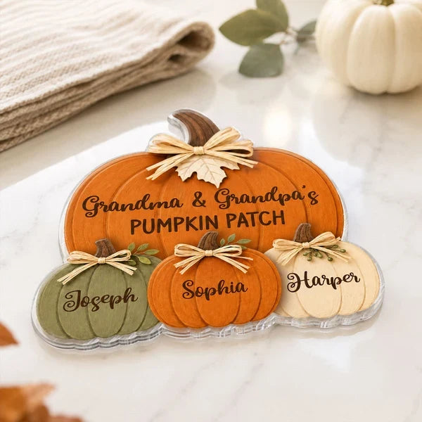 Personalized Acrylic Magnet, Rustic Pumpkin Patch Fall Decor, Unique Gift for Grandma & Grandpa