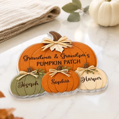 Personalized Acrylic Magnet, Rustic Pumpkin Patch Fall Decor, Unique Gift for Grandma & Grandpa
