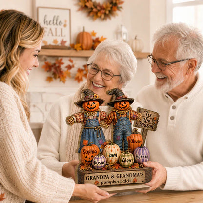 Grandpa & Grandma's Pumpkin Patch Personalized 2-Layer Wooden Plaque, Creative Gift for Fall Family Decor