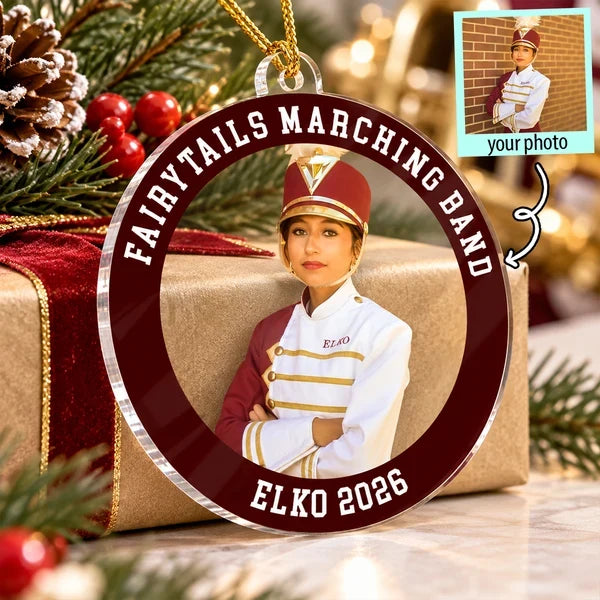 Personalized Marching Band Acrylic Ornament, Custom Photo Keepsake on a Christmas Tree, Unique Gift for Students