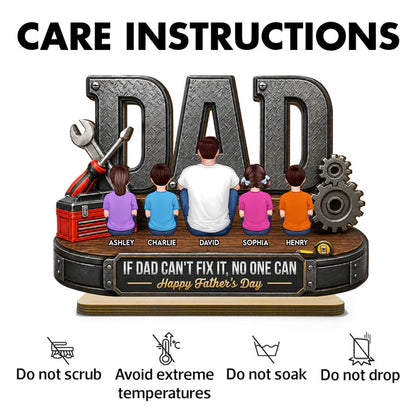 Personalized 2-Layer Wooden Plaque For Dad, Sitting With Kids Workshop Art, Unique Father's Day Gift