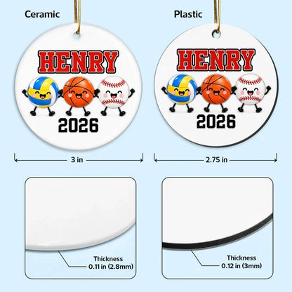 Personalized Ceramic Ornament, Smiling Multi-Sport Team Keepsake, Creative Gift for Kids and Sports Fans