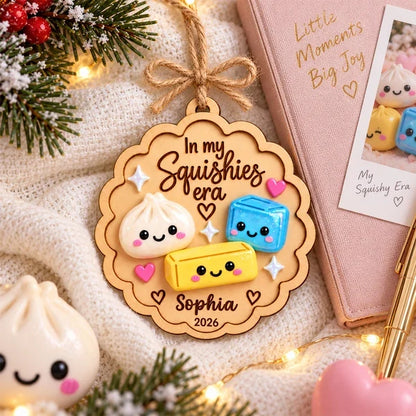 Personalized Wooden Ornament, Cute Squishy Characters for Christmas Tree, Unique Gift for Kids