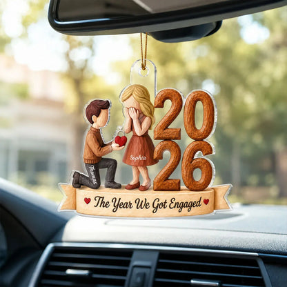 Personalized Acrylic Ornament, Kneeling Proposal Scene, Unique Engagement Gift for Couple