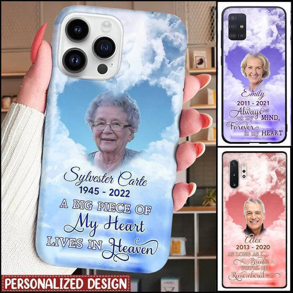 Memorial Upload Photo, A Big Piece Of My Heart Lives In Heaven Personalized Phone