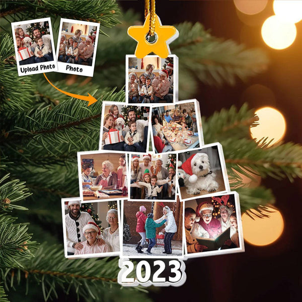 Photo Family Tree Christmas - Personalized Acrylic Photo Ornament