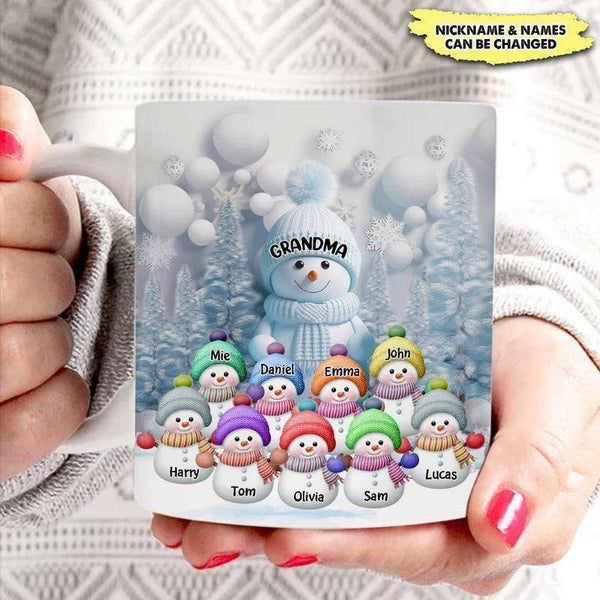 Christmas Personalized Mug - Blue Vibe Snowman - Gifts For Grandma Mom