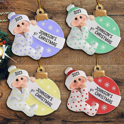 Newborn Baby First Christmas - Personalized Acrylic Ornament - Christmas Decorations Gifts