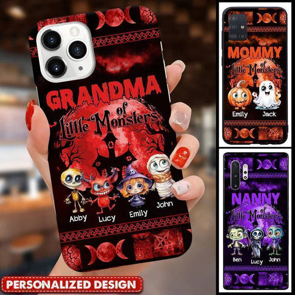 Grandma Of Little Monster Kids Halloween Gift For Grandma Mom Personalized Phone Case