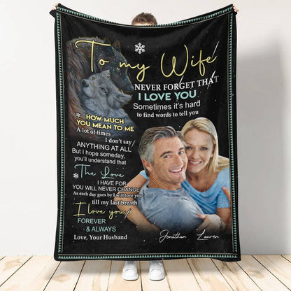 Custom Fleece Blanket for Couples – Heartfelt To My Wife I Love You Design, Warm Lightweight Throw, Unique Anniversary Gift