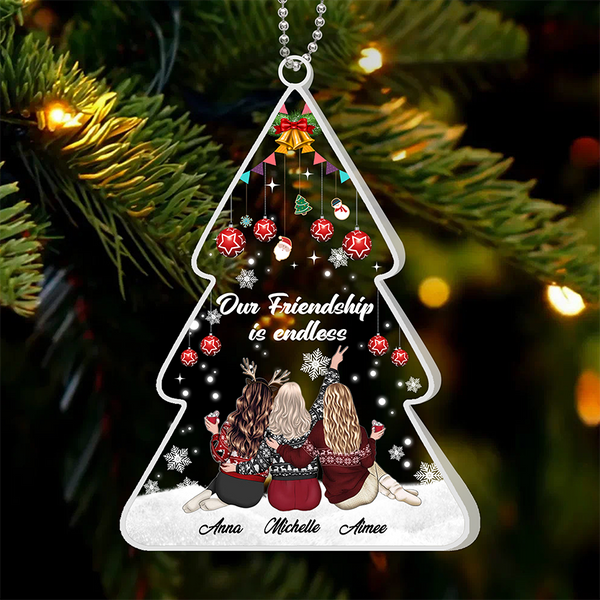 Besties Forever -  Our Friendship Is Endless - Personalized Transparent Ornament - Christmas Gift