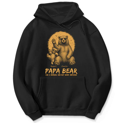Personalized Classic Tee With Waving Papa Bear Art, Unique Father's Day Gift For Dad