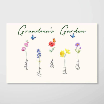 “Grandma’s Garden” Custom Floral Poster with Names & Flowers
