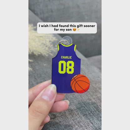 "Personalized Basketball, Soccer, American Football, Baseball Jersey Gift - Custom Acrylic Keychain for Sister, Son , Husband, Him - Perfect Sports Memorabilia Gift"