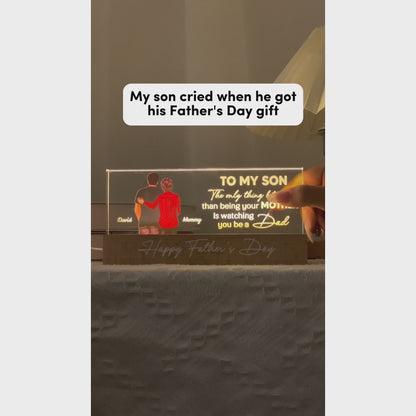 Heartfelt Mother's Day & Father's Day Gift - Celebrate Your Son's Journey of Fatherhood - Personalized LED Night Or Acrylic Or Wooden Plaque