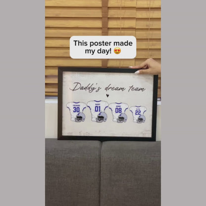 Daddy's Dream Team American Football Personalized Poster or Canvas, Perfect Father's Day Gift for Dad, Grandpa, Husband