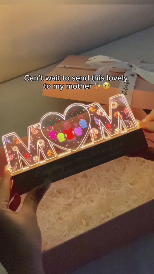 Heartlight Memories: Custom Family Glow, Custom Birth Month Flower Led Night Light