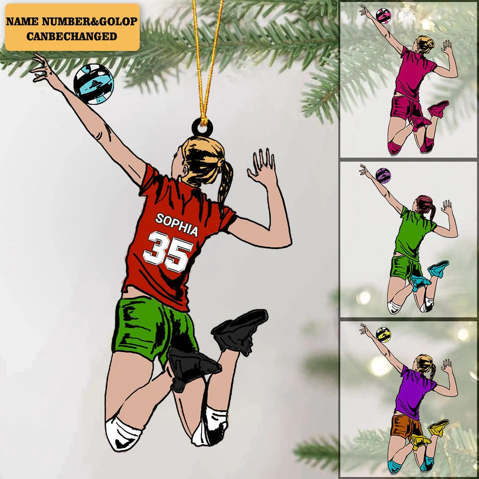 Personalized Acrylic Ornament, Vibrant Volleyball Spike Illustration, Unique Keepsake Gift for Players and Coaches