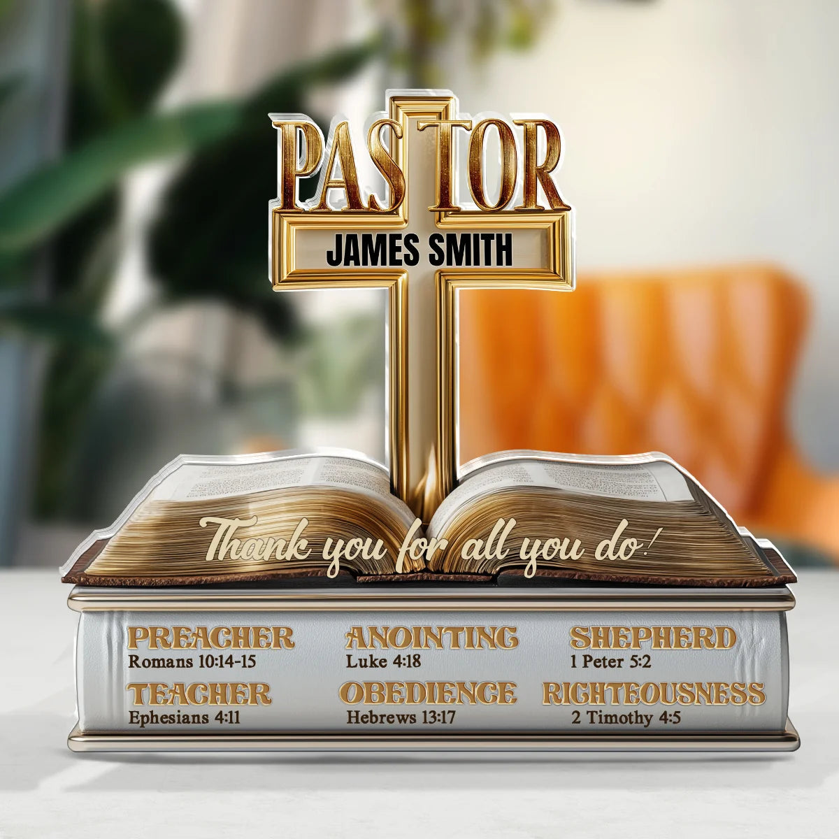 Thank You for All You Do Personalized Shaped Acrylic Block Plaque, Creative Faith Gift for Pastor