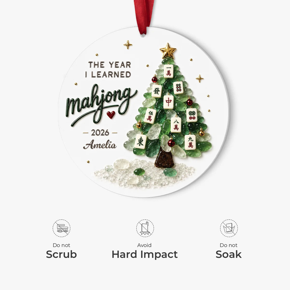 Personalized Ceramic Ornament, Green Mahjong Tree Memory, Creative Gift for Friends and Family