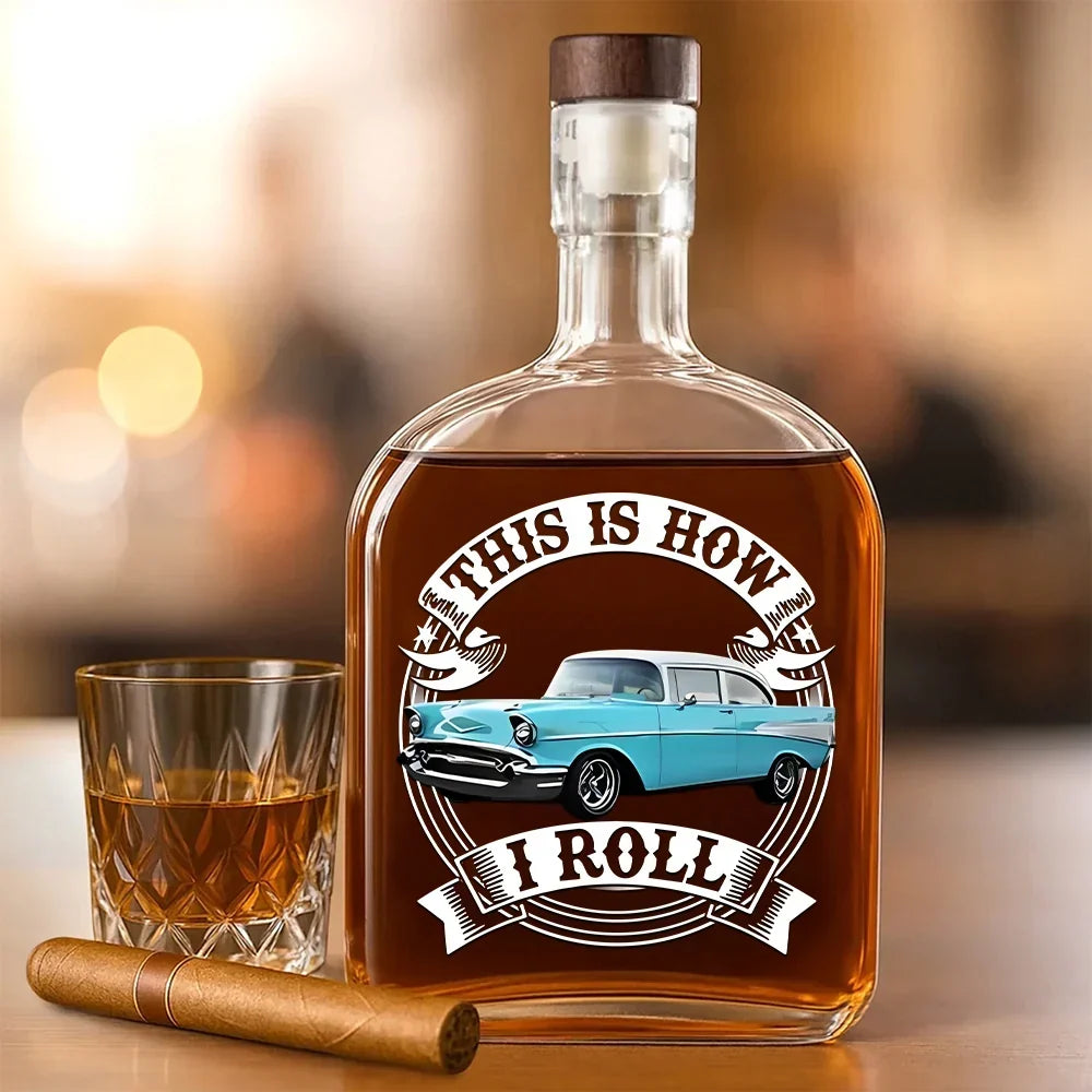 Personalized Glass Spirits Decanter, This Is How I Roll Car Tribute, Creative Gift for Whiskey Lovers