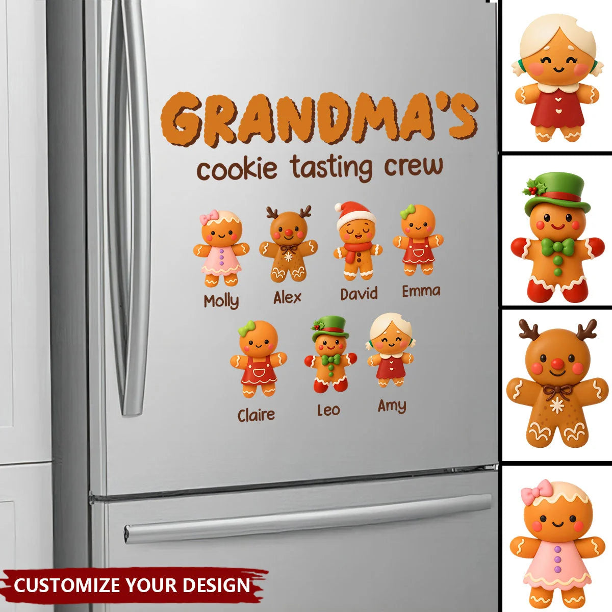 Personalized Grandma's Cookie Tasting Crew Sticker Decal, Colorful Kitchen Decor, Unique Christmas Gift for Grandma
