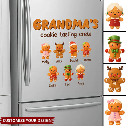 Personalized Grandma's Cookie Tasting Crew Sticker Decal, Colorful Kitchen Decor, Unique Christmas Gift for Grandma