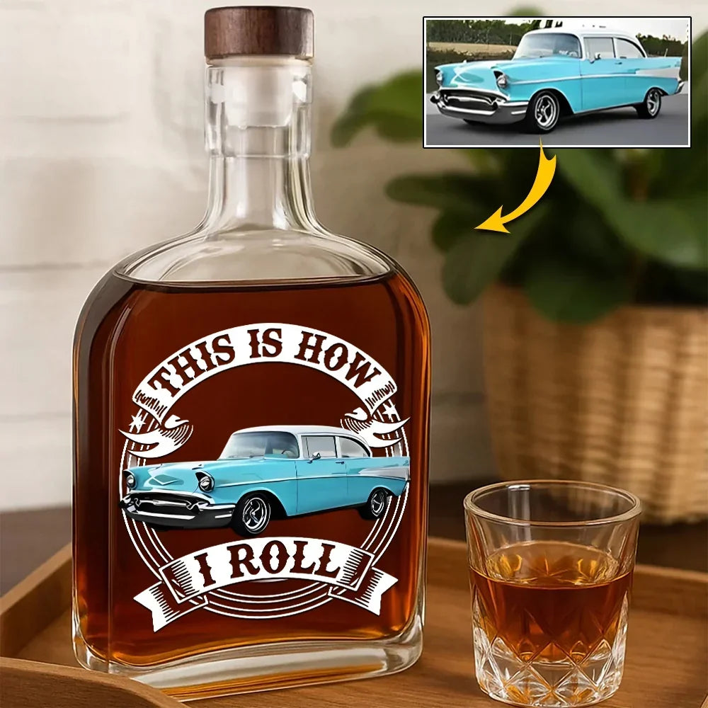 Personalized Glass Spirits Decanter, This Is How I Roll Car Tribute, Creative Gift for Whiskey Lovers