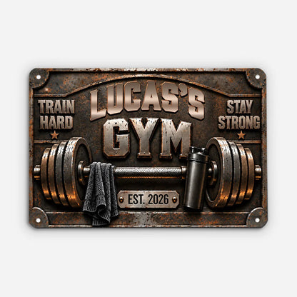 Personalized Rectangular Iron Sign, Train Hard Stay Strong Gym Decor, Unique Gift for Fitness Enthusiasts