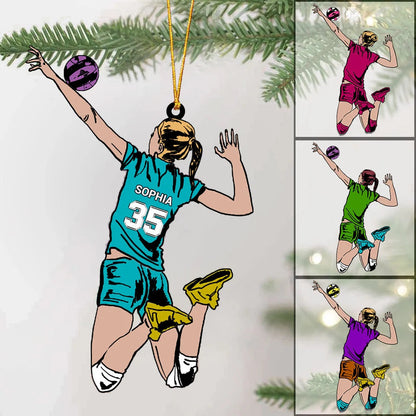 Personalized Acrylic Ornament, Vibrant Volleyball Spike Illustration, Unique Keepsake Gift for Players and Coaches