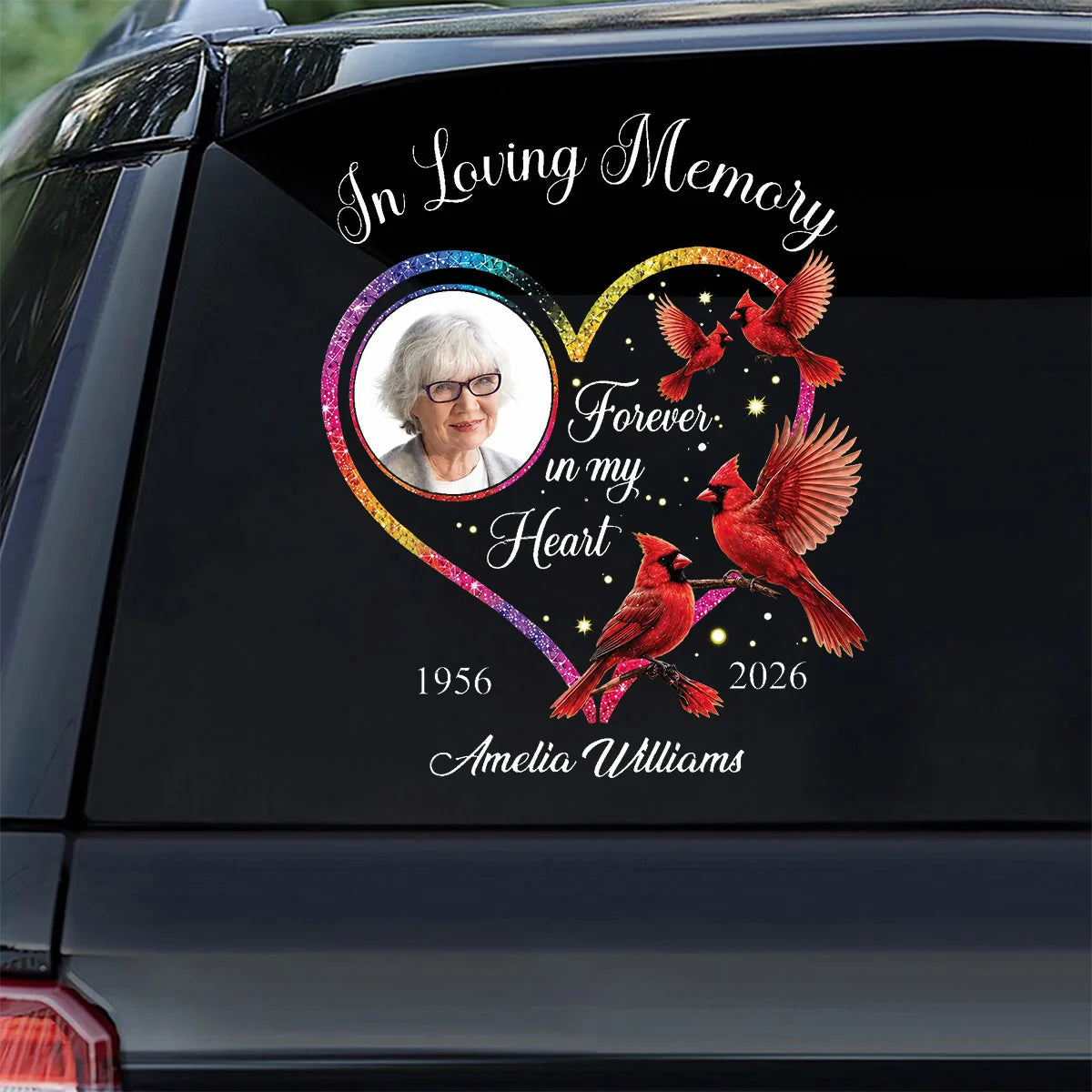 Forever in My Heart Personalized Sticker Decal, Red Cardinal Tribute, Creative Sympathy Gift for Family