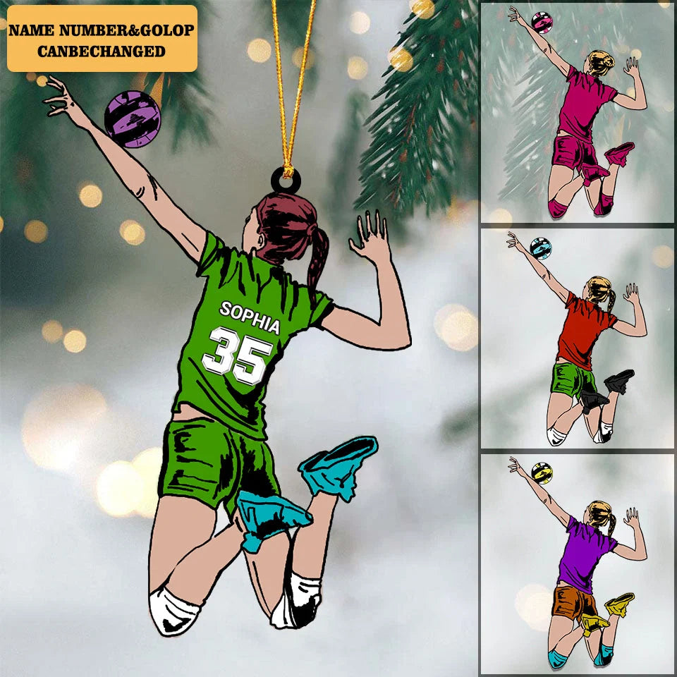 Personalized Acrylic Ornament, Vibrant Volleyball Spike Illustration, Unique Keepsake Gift for Players and Coaches