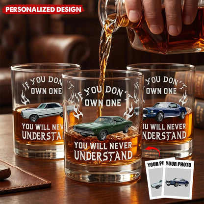 Personalized Classic Car Whiskey Glass personalization view for Husband