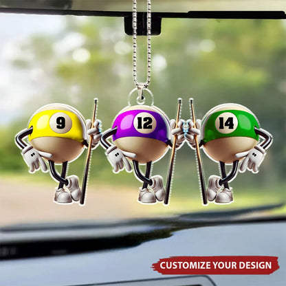 Personalized Acrylic Keychain, Cartoon Billiard Friends Holding Cues, Creative Gift for Pool Players