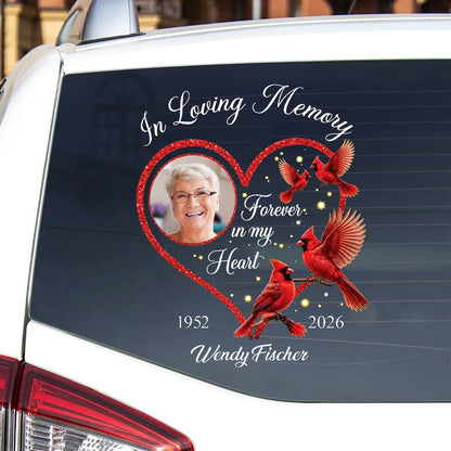 Forever in My Heart Personalized Sticker Decal, Red Cardinal Tribute, Creative Sympathy Gift for Family