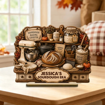 Personalized Sourdough 2-Layer Wooden Plaque, Rustic Baking Counter Decor, Unique Gift for Home Bakers