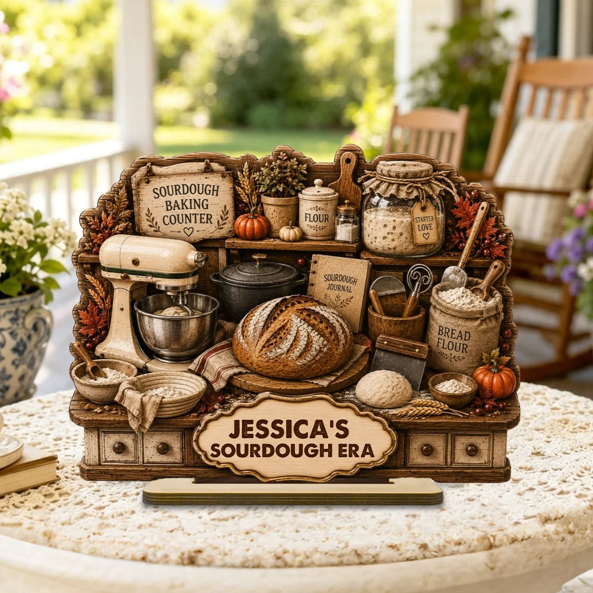 Personalized Sourdough 2-Layer Wooden Plaque, Rustic Baking Counter Decor, Unique Gift for Home Bakers
