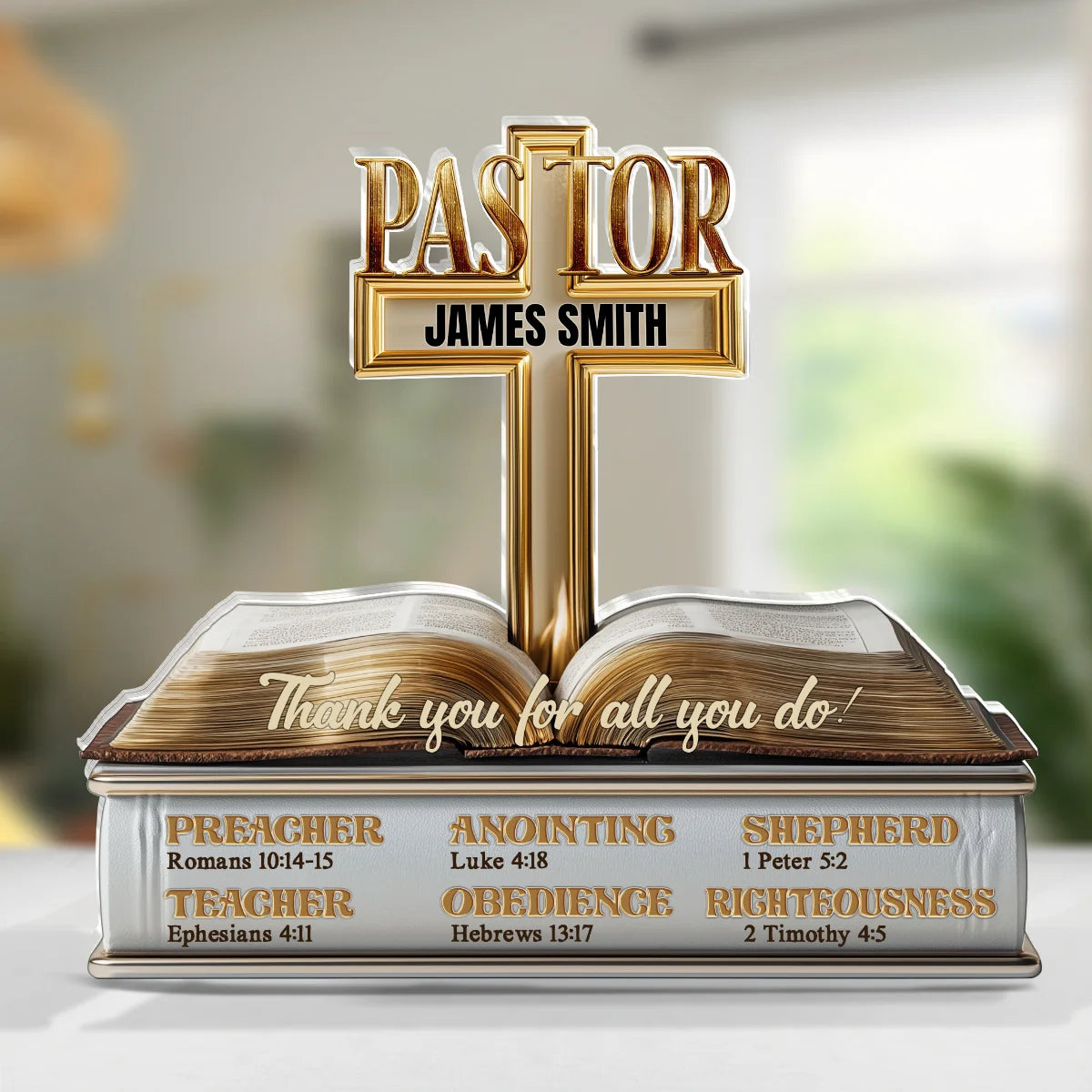 Thank You for All You Do Personalized Shaped Acrylic Block Plaque, Creative Faith Gift for Pastor