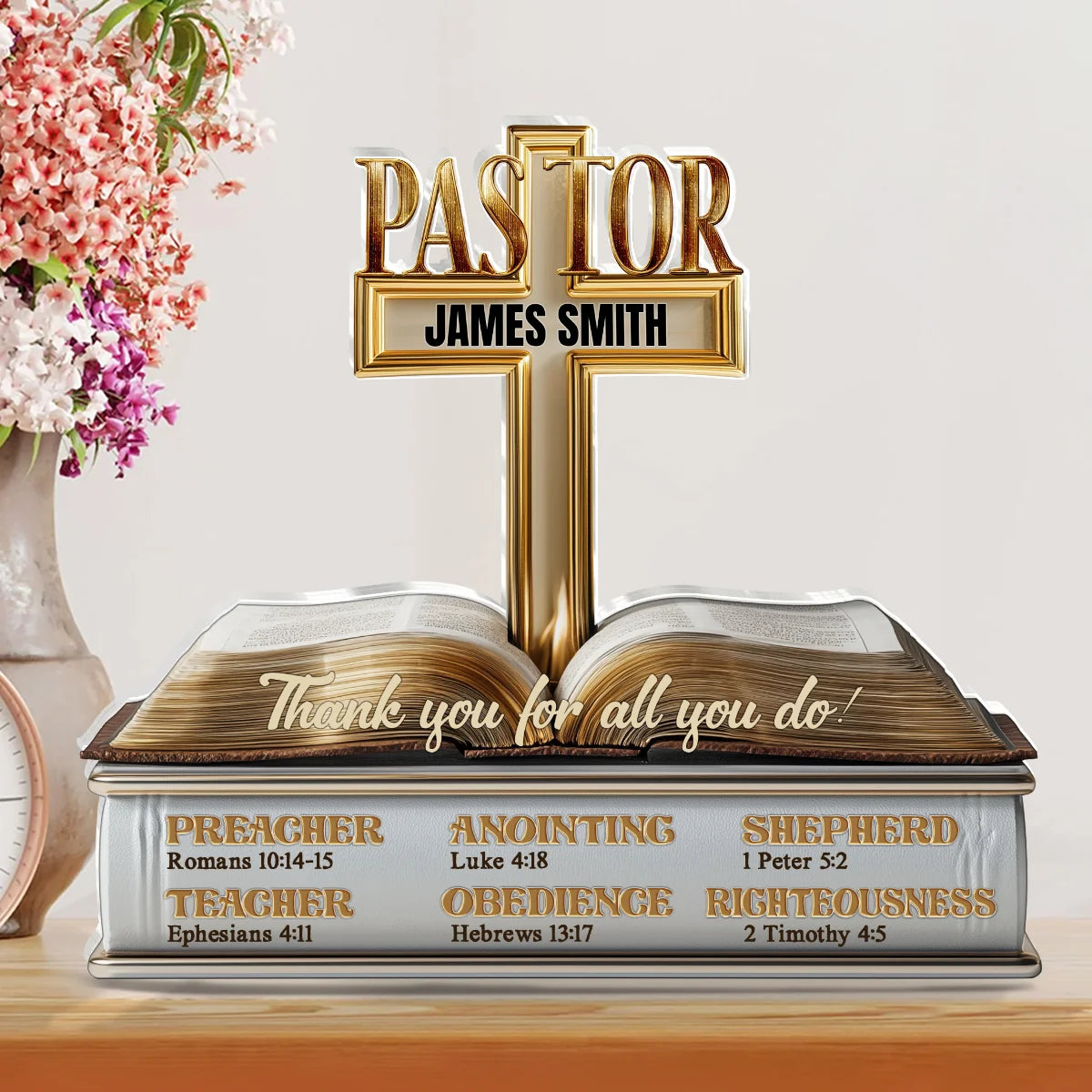 Thank You for All You Do Personalized Shaped Acrylic Block Plaque, Creative Faith Gift for Pastor