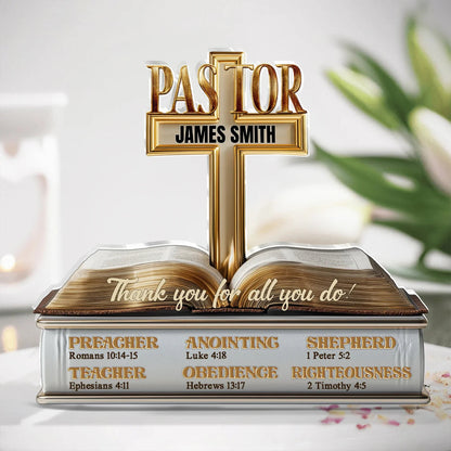 Thank You for All You Do Personalized Shaped Acrylic Block Plaque, Creative Faith Gift for Pastor