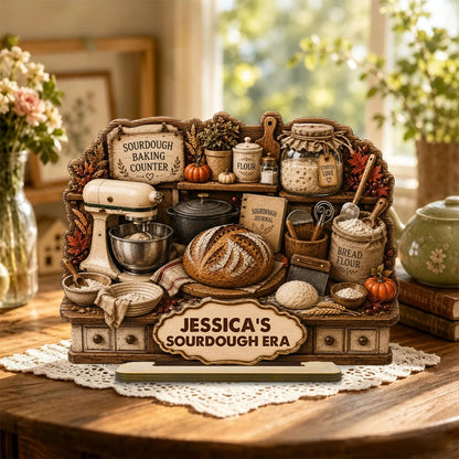 Personalized Sourdough 2-Layer Wooden Plaque, Rustic Baking Counter Decor, Unique Gift for Home Bakers