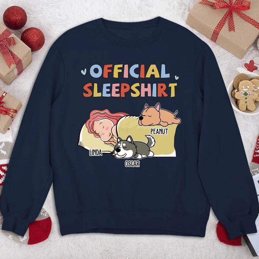 Cozy Canine Dreams - Customizable Dog Print Sleepshirt - Choose Your Style: T-Shirt, Sweatshirt, or Hoodie