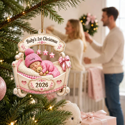 Baby's First Christmas Acrylic Ornament, Personalized Sleeping Newborn Keepsake, Creative Gift for Family