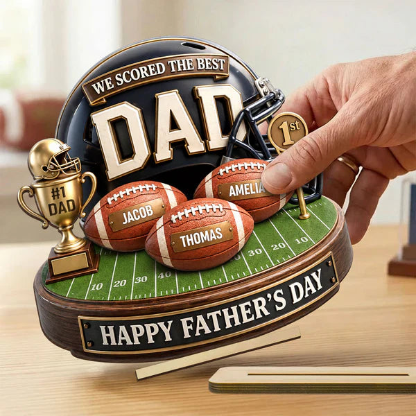 We Scored The Best Dad 2-Layer Wooden Plaque, Football Keepsake for Father's Day, Creative Gift