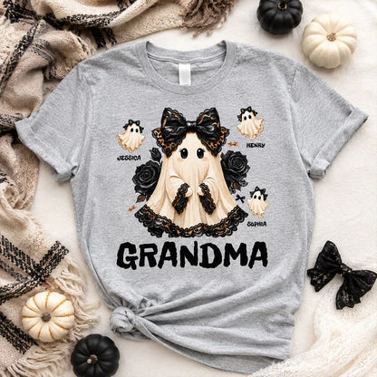 Custom Grandma Halloween Classic Tee, Cute Ghost Family Party Outfit, Unique Gift For Nana