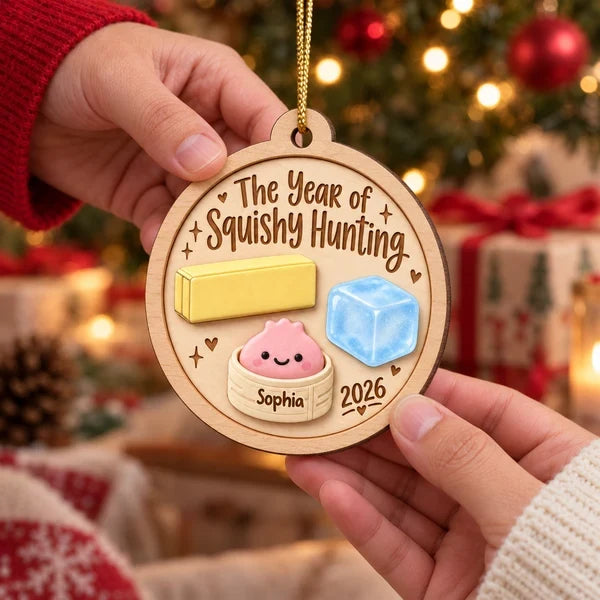 Wooden Ornament, Personalized Cute Squishy Keepsake with Playful Lettering, Creative Gift for Squishy Lovers