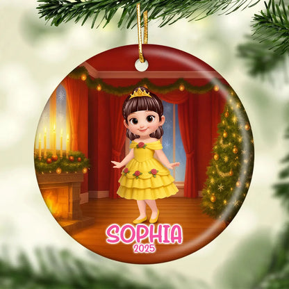 Ceramic Ornament with Princess Fairytale Design, Enchanted Forest Scene with Animals, Heartwarming Keepsake and Perfect Gift for Children