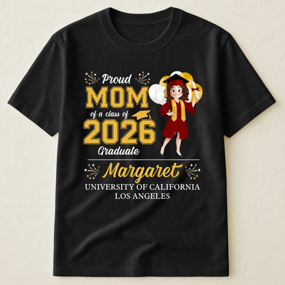 Personalized Graduation Family Matching Classic Tee, Proud Mom Dad Grandma Shirt for Campus Photos, Unique Gift