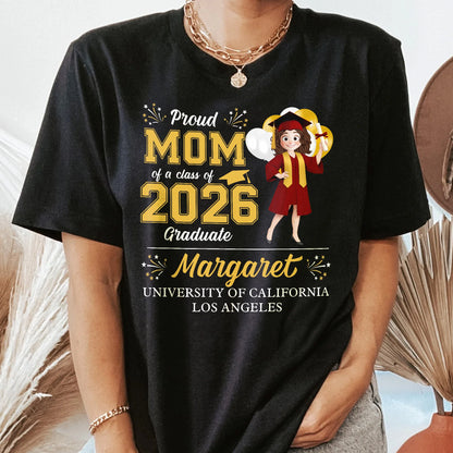 Personalized Graduation Family Matching Classic Tee, Proud Mom Dad Grandma Shirt for Campus Photos, Unique Gift